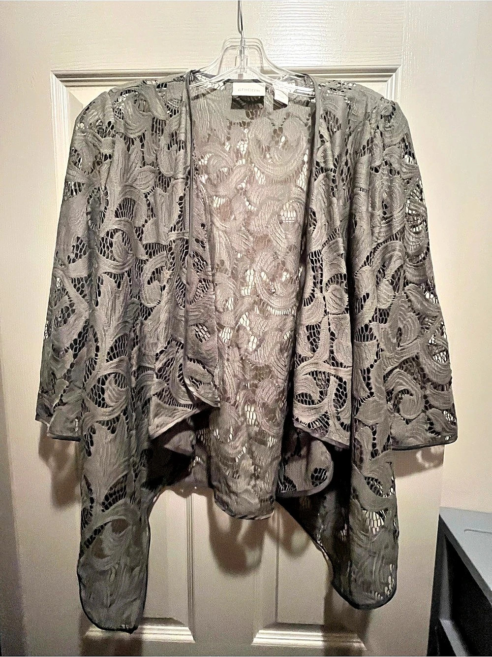 Chico's Floral Lace Cape in Gray Like New
